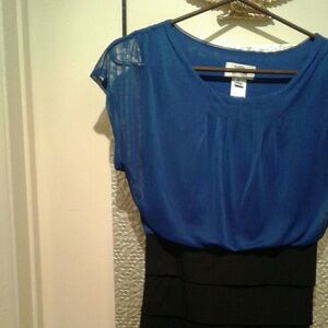 Elegant Blue and Black Mini Dress